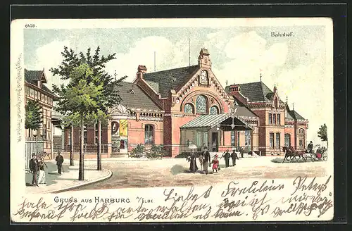 AK Hamburg-Blankenese, Bahnhof mit Vorplatz