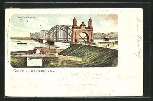 Lithographie Hamburg-Harburg, Neue Elbbrücke