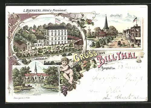 Lithographie Hamburg-Bergedorf, Hotel & Pensionat Bill-Thal L.Biervert