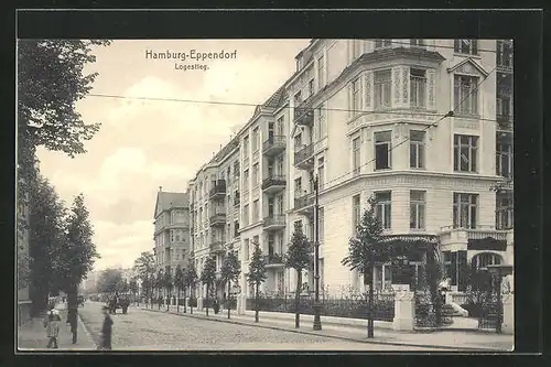 AK Hamburg-Eppendorf, Strassenpartie am Logestieg