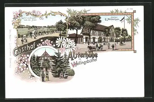 Lithographie Hamburg-Wellingsbüttel, Gasthof Alsterhöhe, Mehrfachansichten