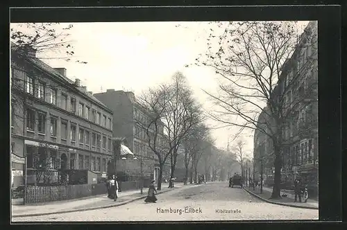 AK Hamburg-Eilbek, Blick in die Kibitzstrasse