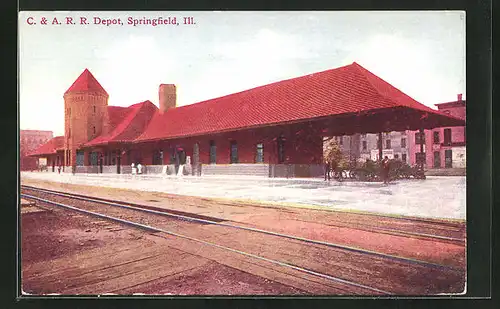 AK Springfield, IL, Depot, Bahnhof