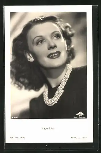AK Schauspielerin Inge List im Kostüm einer Filmrolle