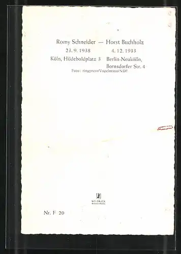 AK Schauspieler Romy Schneider und Horst Buchholz in einer gemeinsamen Filmszene