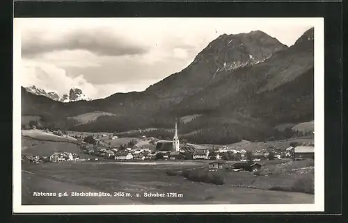 AK Abtenau, Ortsansicht gegen die Bischofsmütze und Schober