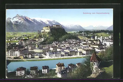 AK Salzburg, Ortsansicht vom Kapuzinerberg