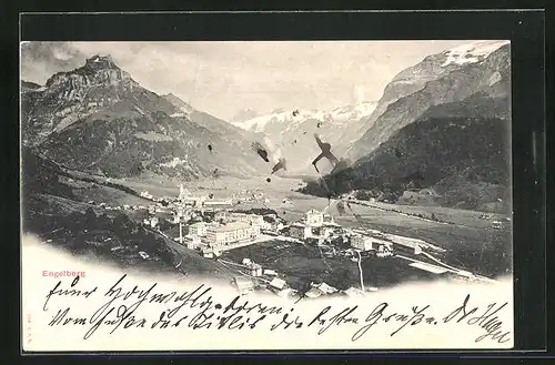 AK Engelberg, Ortsansicht aus der Vogelschau