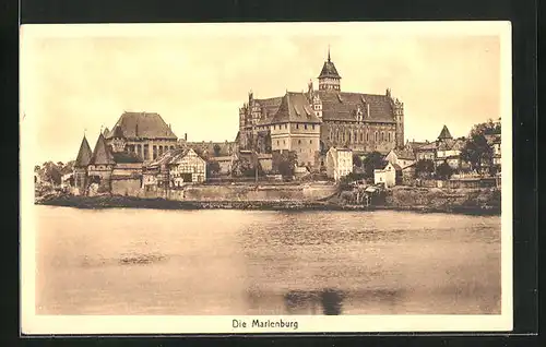 AK Marienburg / Malbork, Panorama, Uferpartie