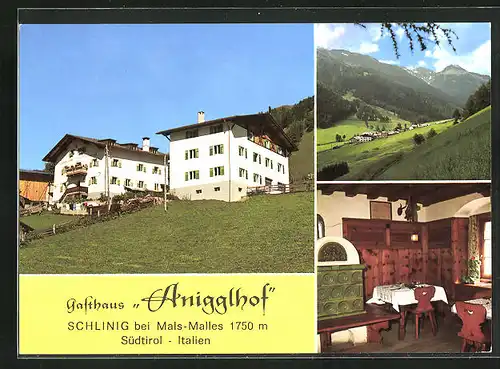 AK Schlinig, Ortsansicht und Gasthaus Anigglhof