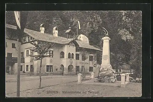 AK Brixen, Mahrwirtshaus mit Denkmal