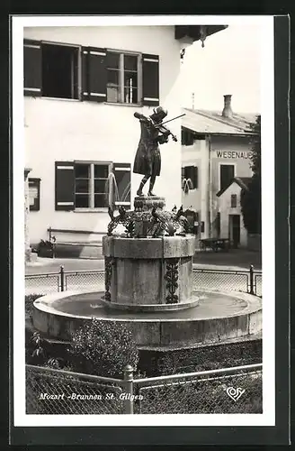 AK St. Gilgen, am Mozart-Brunnen