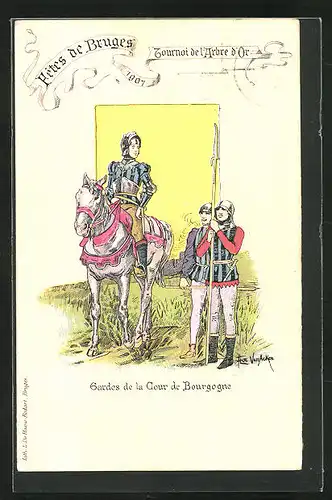 Künstler-AK Bruges, Fetes 1901, Tournoi de l'Arbre d'Or, Gardes de la Cour de Bourgogne