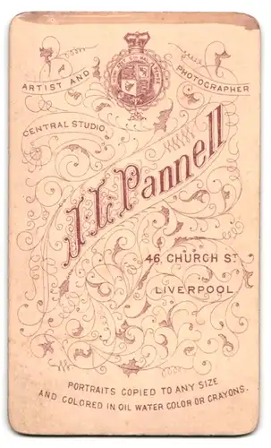 Fotografie J. L. Pannell, Liverpool, 46 Church Street, Portrait charmanter Herr mit Schnurrbart im Anzug