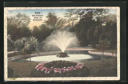 AK Rheydt, Städt. Kaiserpark, Weiher mit Springbrunnen