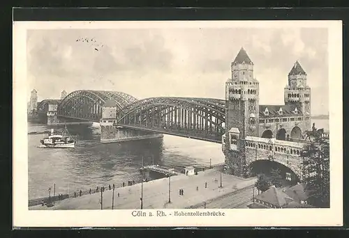 AK Cöln / Rhein, Blick auf die Hohenzollernbrücke