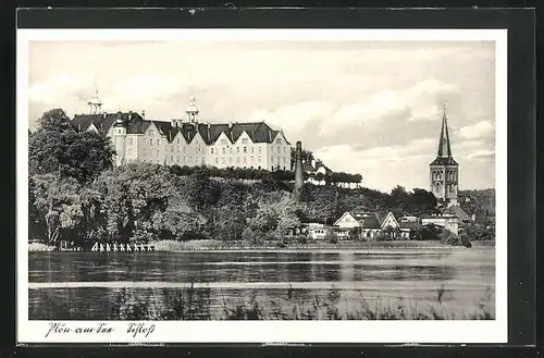 AK Plön / Inn, Blick zum Schloss