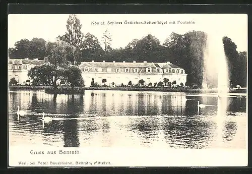 AK Benrath, Kgl. Schloss, Östlicher Seitenflügel mit Fontaine