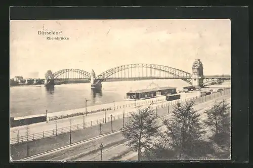 AK Düsseldorf, Blick auf die Rheinbrücke