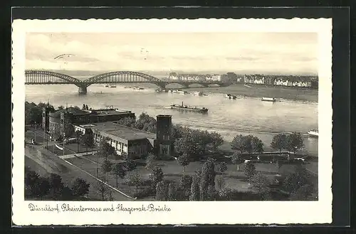 AK Düsseldorf, Rheinterrasse und Skagerrak-Brücke