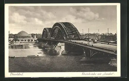 AK Düsseldorf, Rheinbrücke mit Gesolei