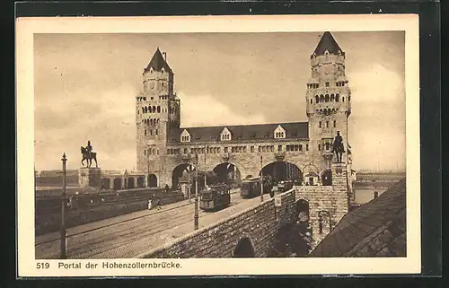 AK Köln, Portal der Hohenzollernbrücke, Strassenbahn