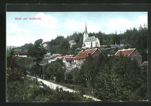 AK Schierke / Harz, Totalansicht von der Kirche