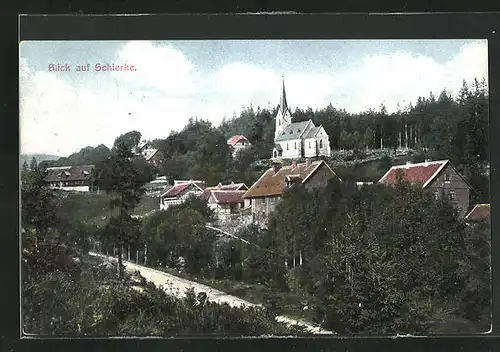 AK Schierke / Harz, Ortsansicht mit Kirche