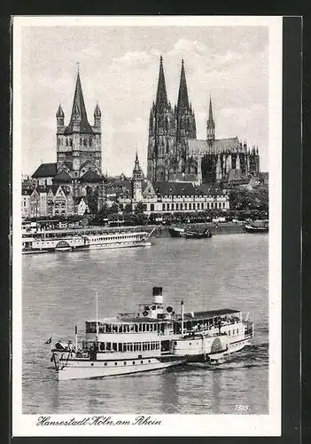 AK Köln / Rhein, Dampfer mit Stadtansicht