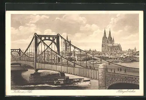 AK Köln / Rhein, Dampfer mit Brücke und Stadtansicht