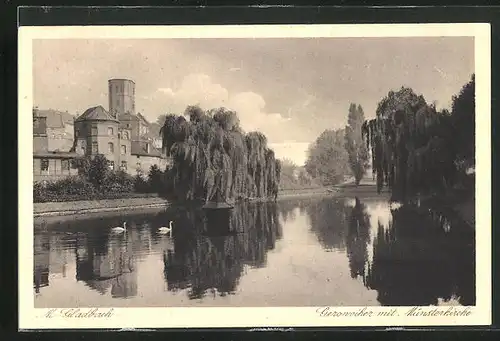 AK M.-Gladbach, Geroweiher mit Münsterkirche