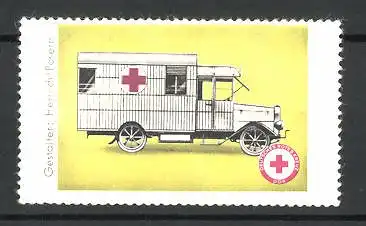 Reklamemarke Deutsches Rotes Kreuz DDR, Ansicht eines Krankenwagens