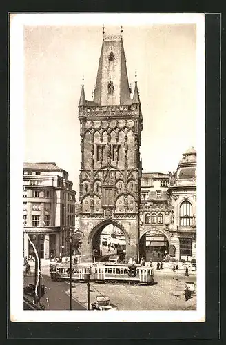 AK Praha, Prasná brána, Strassenbahn