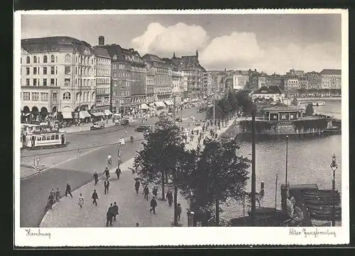AK Hamburg, Alter Jungfernstieg, Strassenbahn