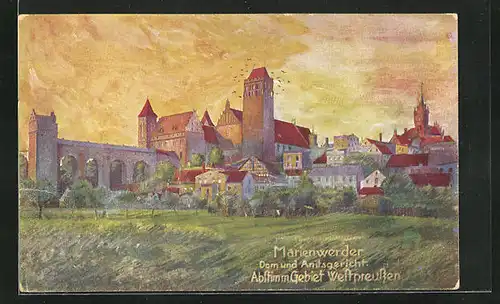 Künstler-AK Marienwerder / Kwidzyn, Dom und Amtsgericht