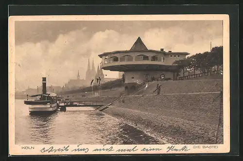 AK Köln a. Rhein, Schiff unter der Bastei