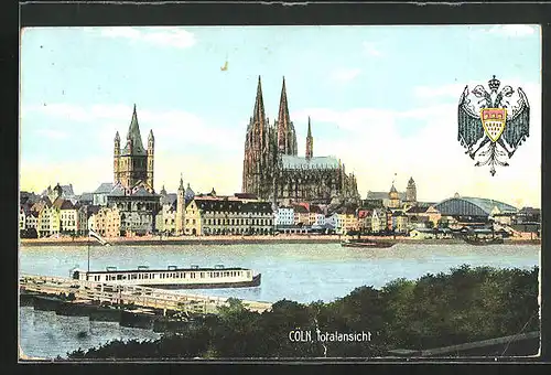 AK Köln a. Rhein, Domblick mit Wappentier