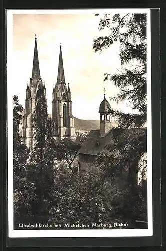 AK Marburg a.d.Lahn, Elisabethkirche mit Michelchen