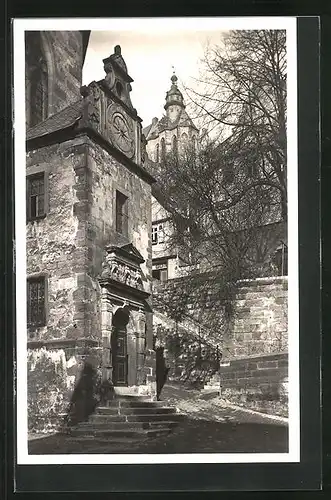 AK Marburg a.d.Lahn, an der lutherischen Kirche, Blick zum Schloss