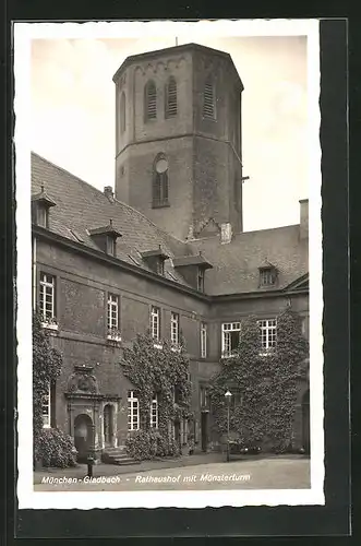 AK Mönchengladbach, Rathaushof mit dem Münsterturm