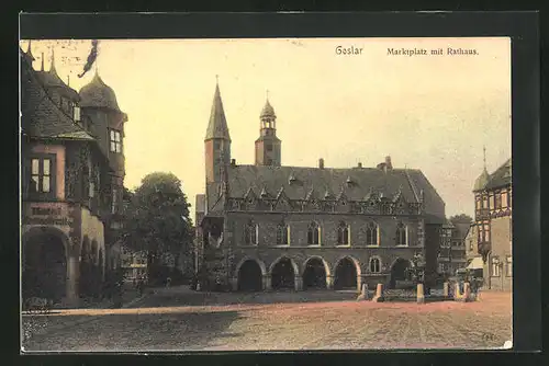 AK Goslar, Marktplatz mit dem Rathaus