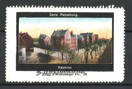 Reklamemarke Serie: Merseburg, Blick auf die Kaserne