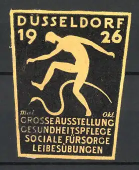 Künstler-Reklamemarke Schwarzkopf, Düsseldorf, Grosse Ausstellung f. Gesundheit und Fürsorge 1926, Mann mit Schlange