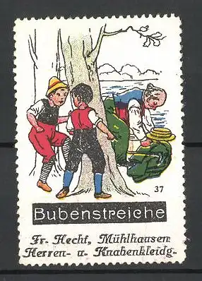Reklamemarke Herren- und Knabenbekleidung von Fr. Hecht, Serie: Bubenstreiche, Bild 37