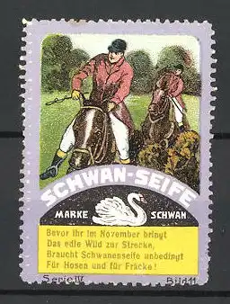 Reklamemarke Schwan-Seife der Marke Schwan, Reiter im Galopp, Serie IV, Bild 11