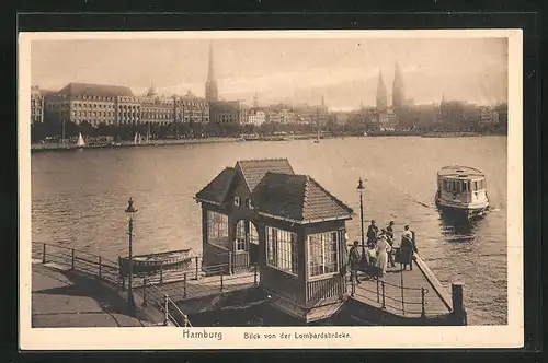 AK Hamburg, Blick von der Lombardsbrücke zur Stadt