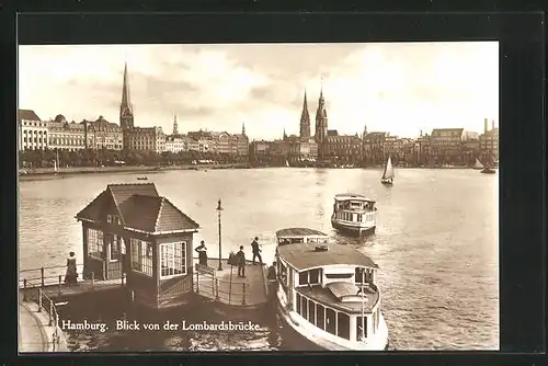 AK Hamburg, Blick von der Lombardsbrücke zur Stadt