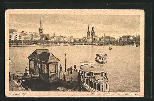 AK Hamburg, Blick von der Lombardsbrücke zur Stadt