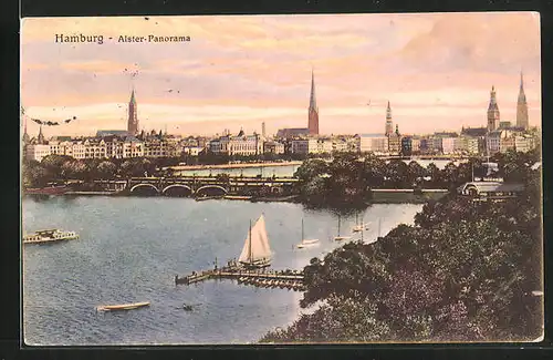 AK Hamburg, Alster-Panorama
