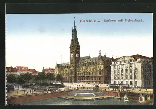 AK Hamburg, Rathaus mit Reichsbank